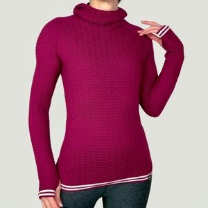 Krimson Klover Permafrost Sweater Hoodie Plumberry Magenta Wool Textured Knit XS